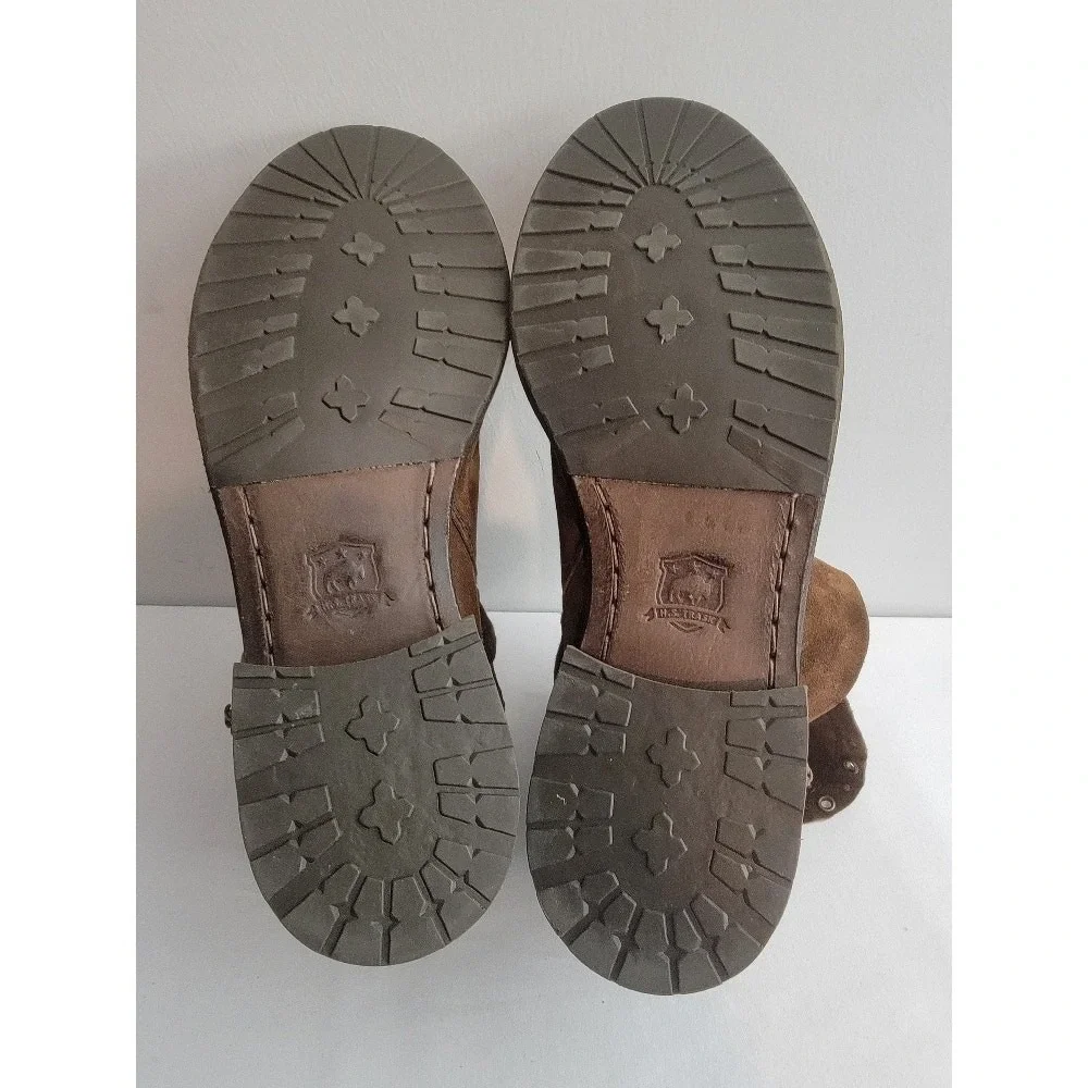 TRASK Suede Cuff Ankle‎ Boots Sz 10M Distressed Boho Rustic Brown